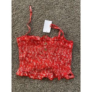 Roxy Red & White Tube Top with Removable Straps - Medium